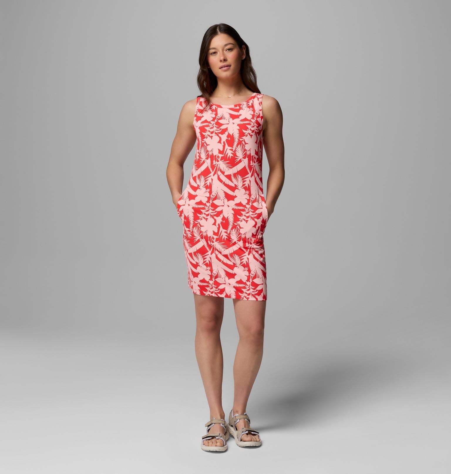 COLUMBIA Women's Chill River™ Printed Dress - Poppy Red, Botaniflage Tonal