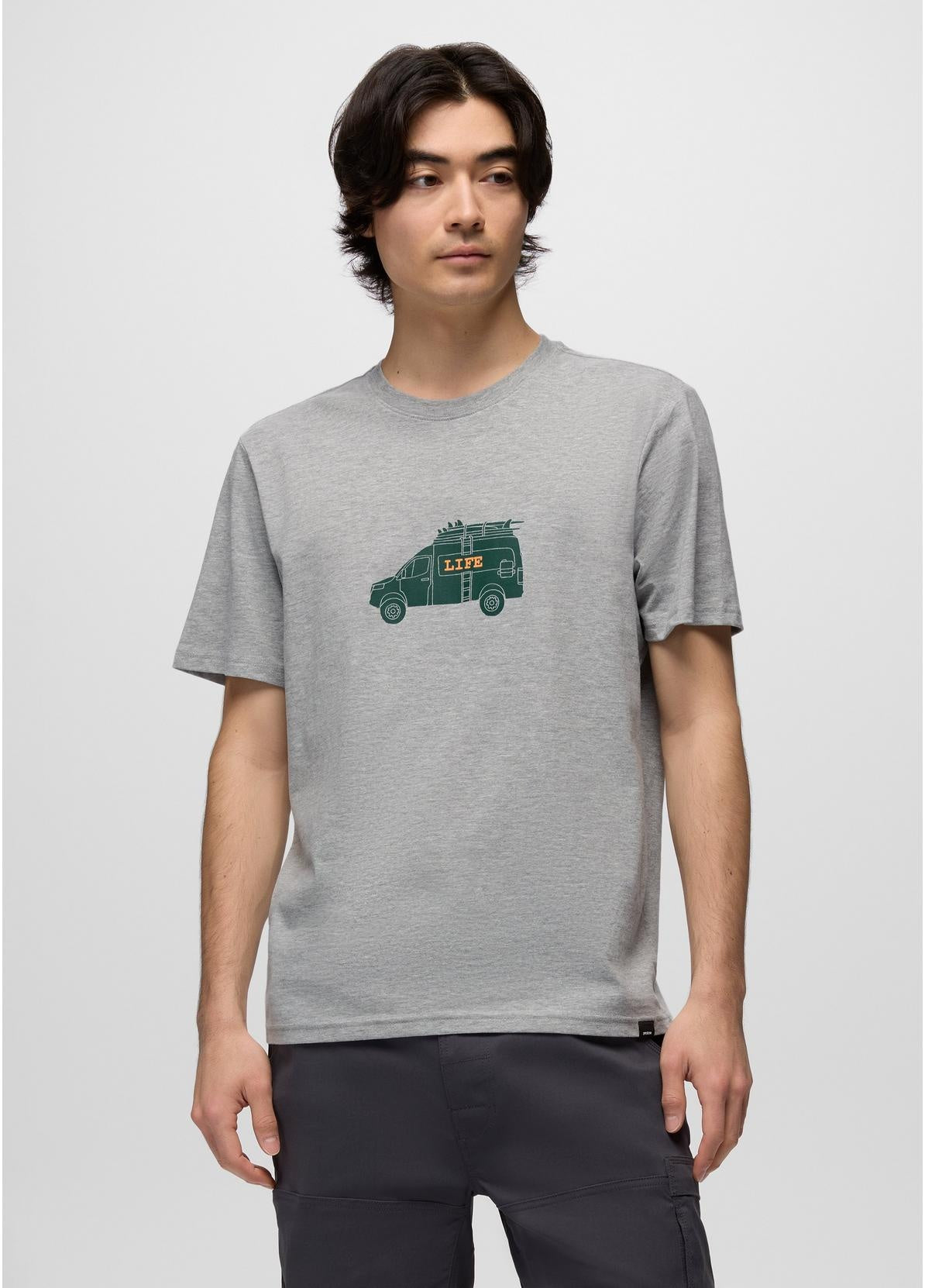 PRANA Men's Van Life Journeyman Short Sleeve Graphic Tee - Heather Grey