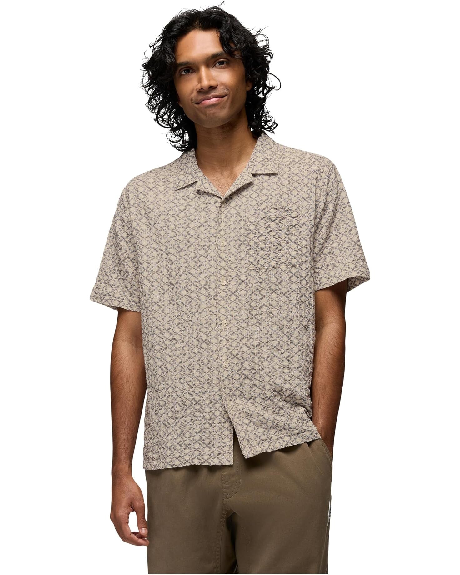 PRANA Men's Road's End Short Sleeve Shirt - Beach Pebble