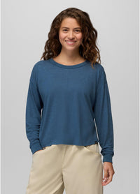 PRANA Women's Cozy Up Long Sleeve Crew - Bluff Blue