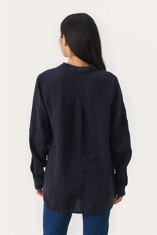 W's Kiva Linen Button Down Shirt - Night Sky
