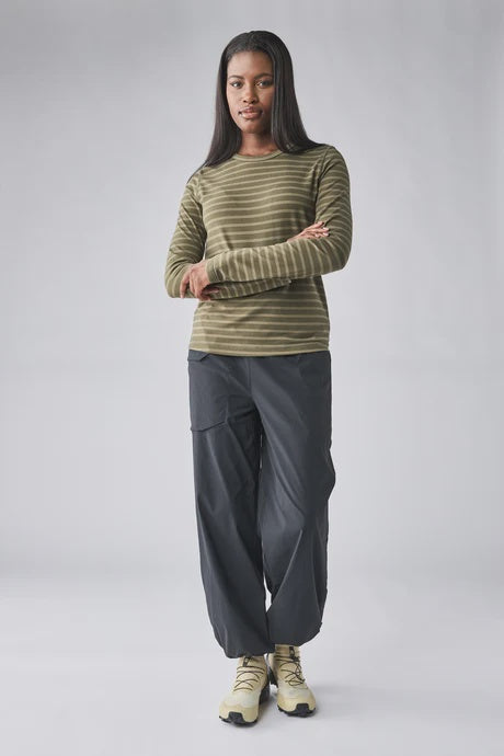 INDYEVA Novara III Long Sleeve Top - Deep Moss/Verdale Stripe