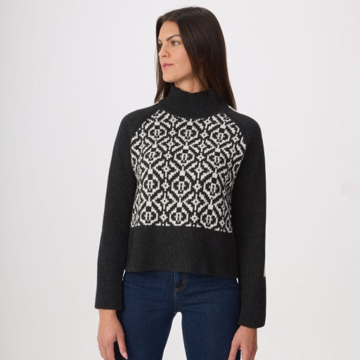 KRIMSON KLOVER Bianca Mock Neck - Heather Black