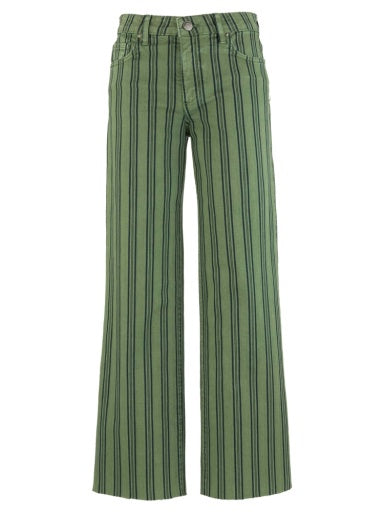 KUT Charlotte Raw Hem Twill High Rise Wide Leg  - Matcha Green