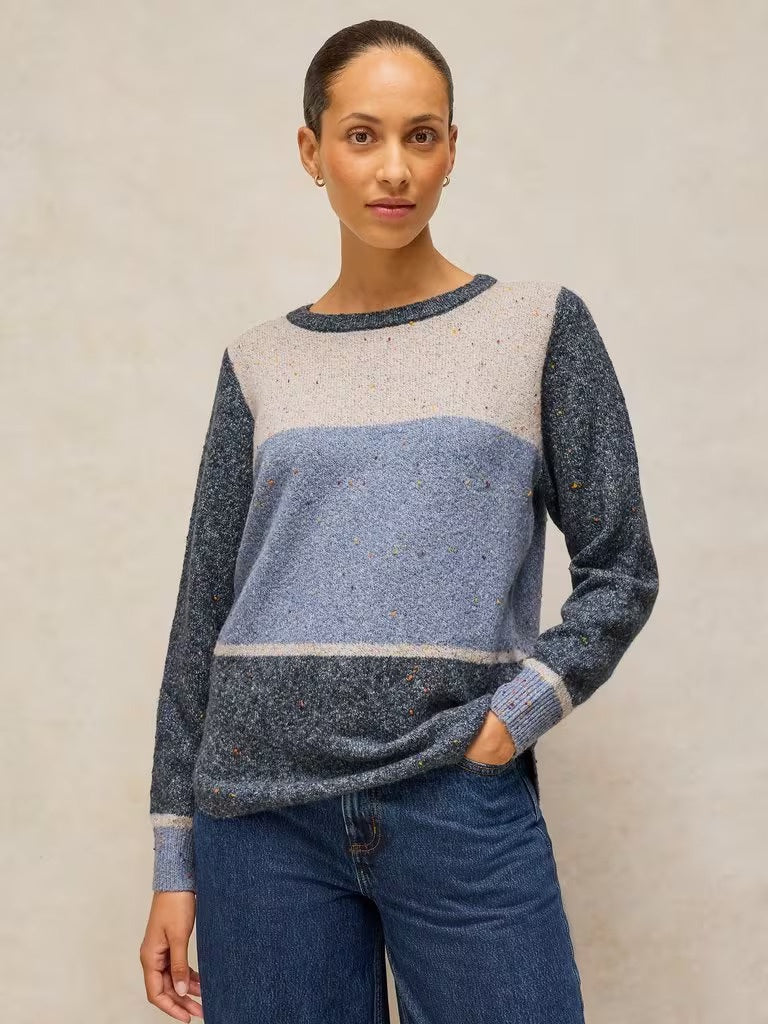 WHITE STUFF Women's Talia Nep Block Jumper - Blue Multi
