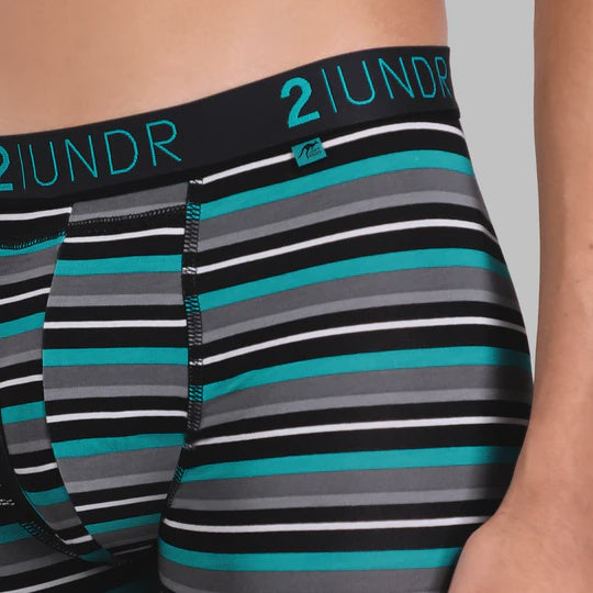 2UNDR Swing Shift 6" Boxer Brief - Teal Stripe