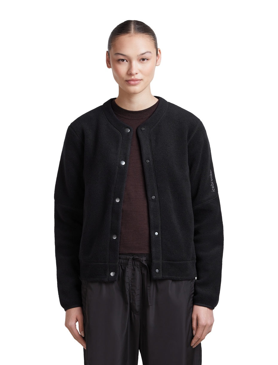 ICEBREAKER Women's M 800 RF Classic Pile Cardigan - Black