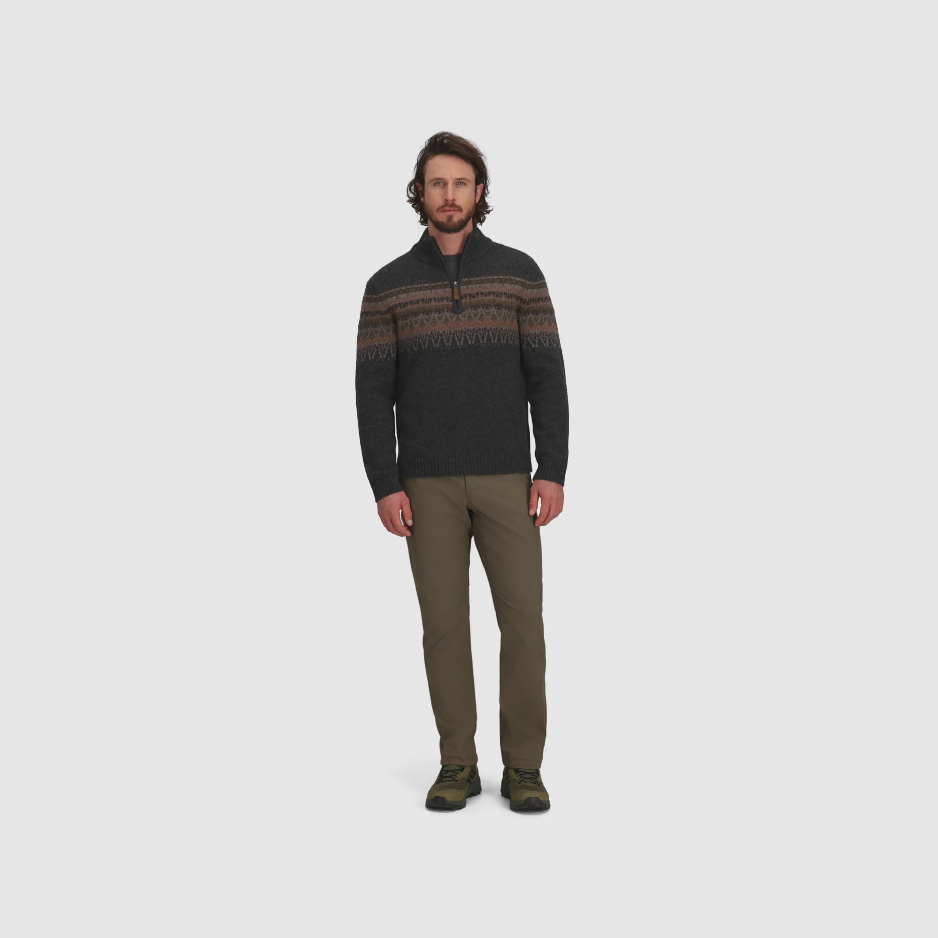 ROYAL ROBBINS Men's Arch Rock 1/4 Zip - Charcoal Heather Print