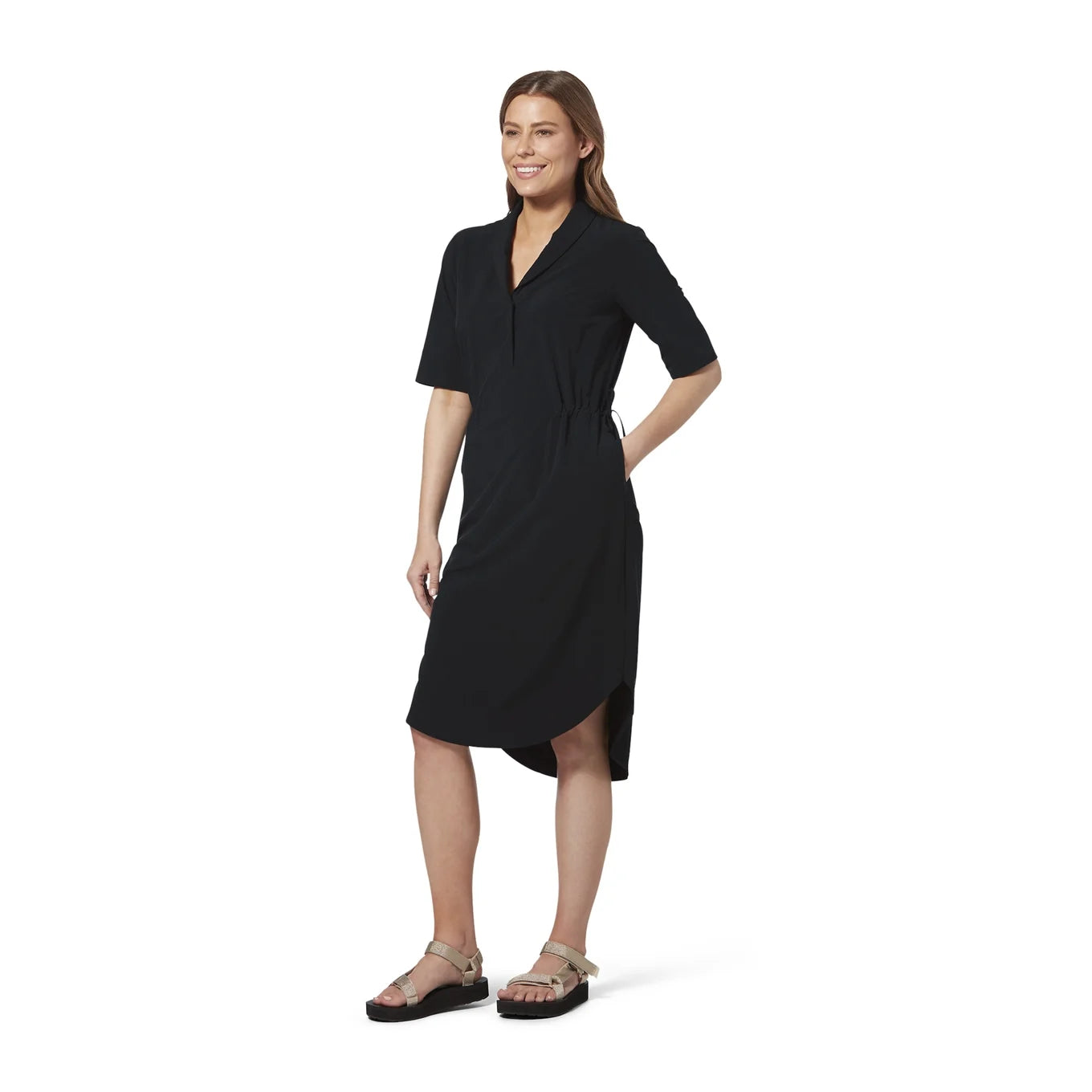 Royal Robbin Women Spotless Traveler Short Sleeve Dress- Jet Black