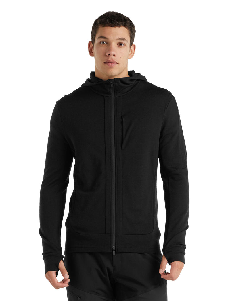 Icebreaker - Men's Quantum IV Long Sleeve Zip Hoodie- Black