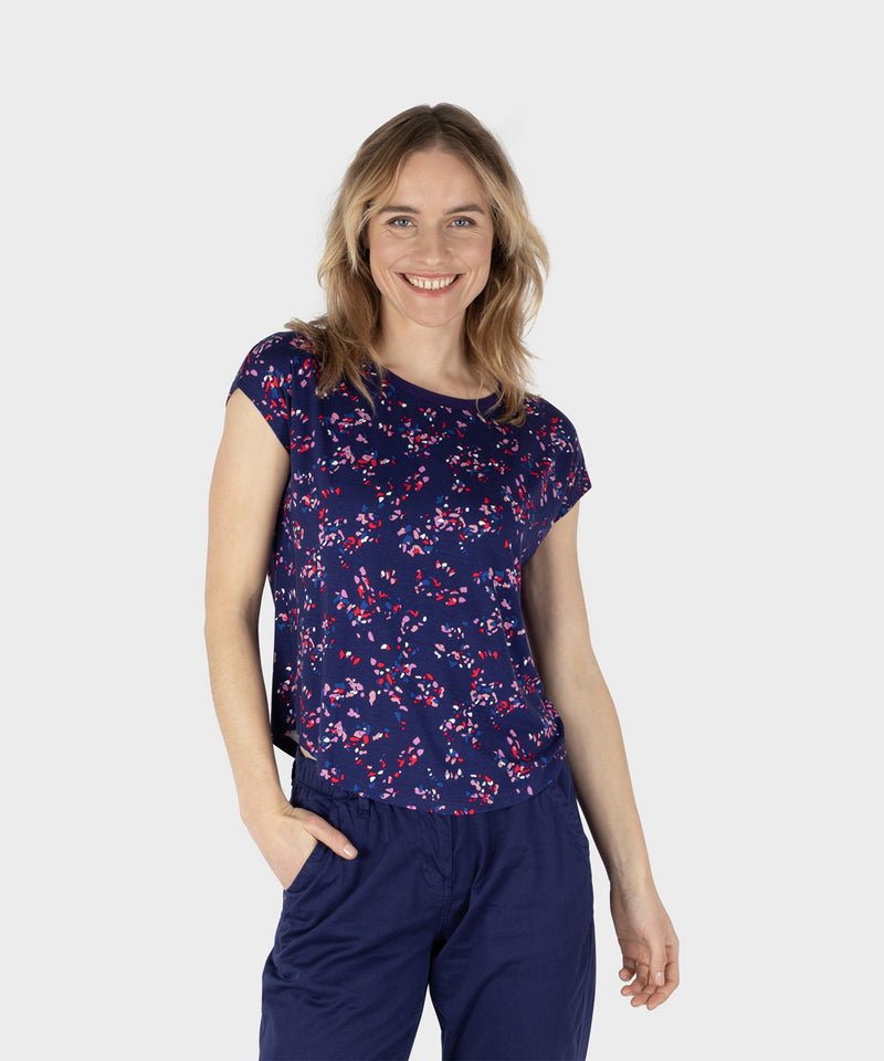Sleeveless Top with Print - Rhodonite Blue