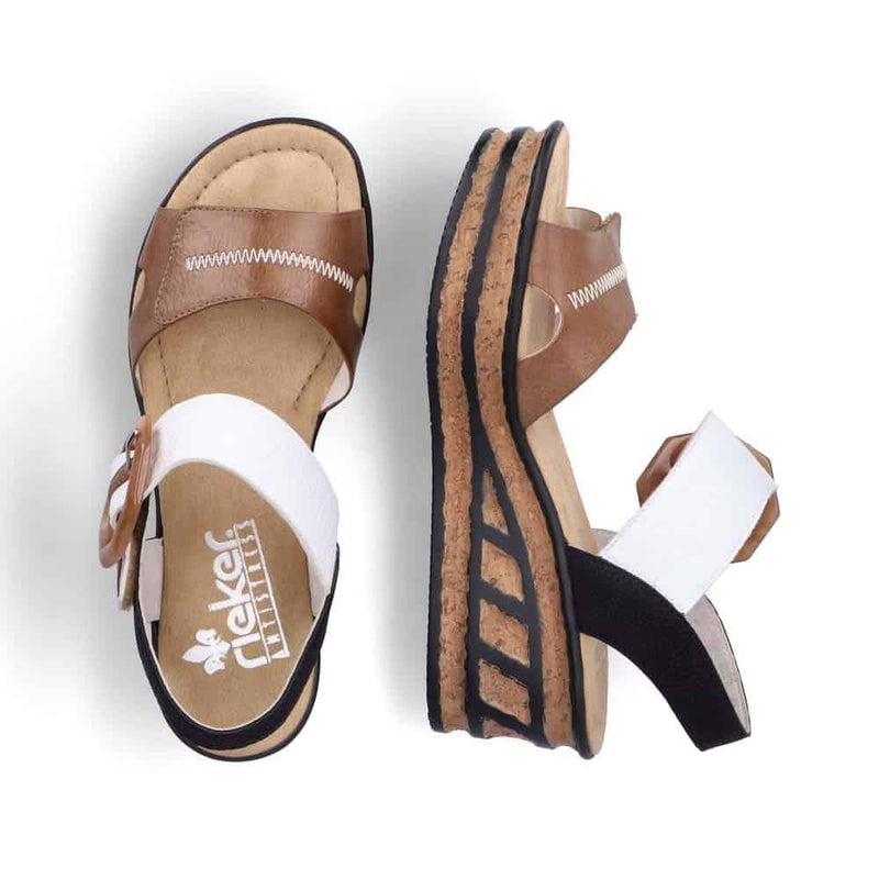 Rieker Womens Platform Sandal Eagle -68176-64 - Multi Black & Brown
